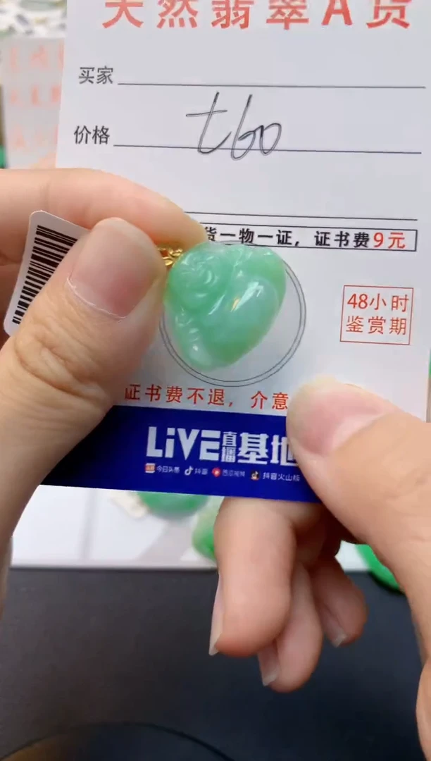 颈饰18K金镶嵌翡翠天然缅甸A货翡翠百元以上9元证书费自理