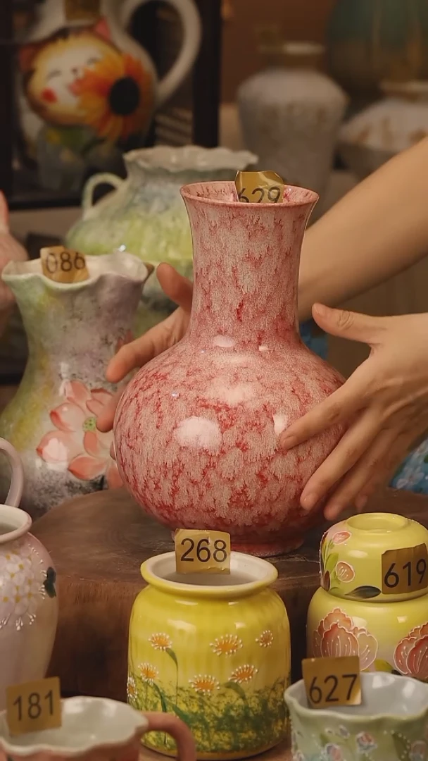 陶瓷629景德镇设计师手作花器摆件侘寂风