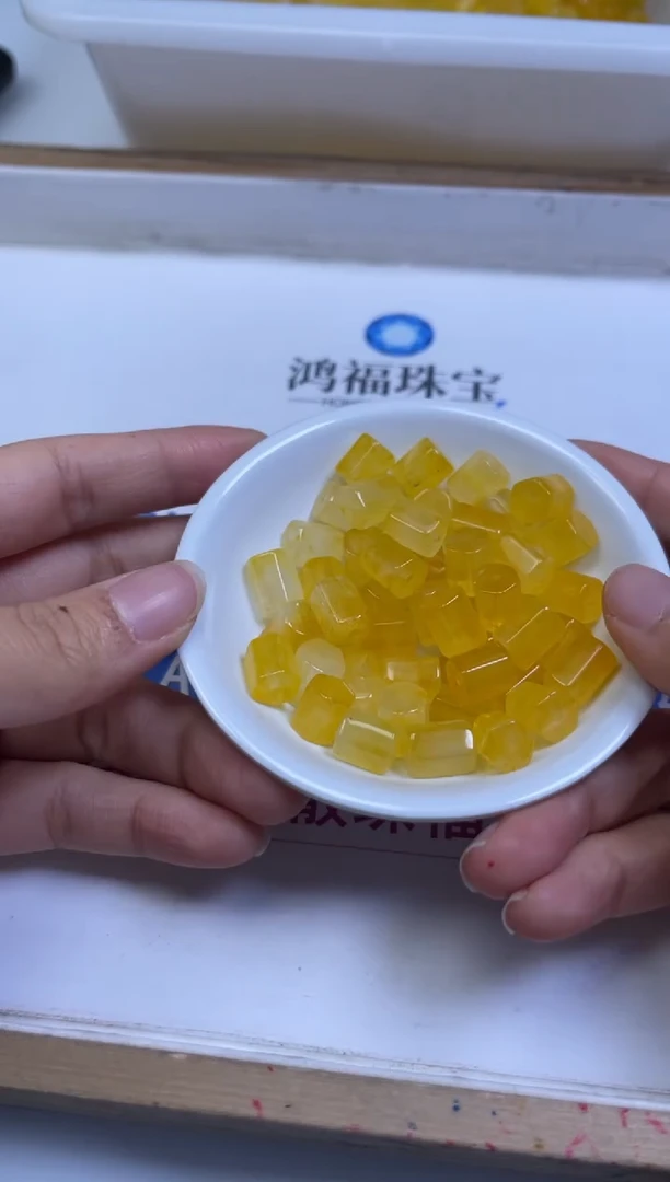 未镶嵌散珠碧玺E249 黄碧玺菱形桶珠8*10mm10个8.8元