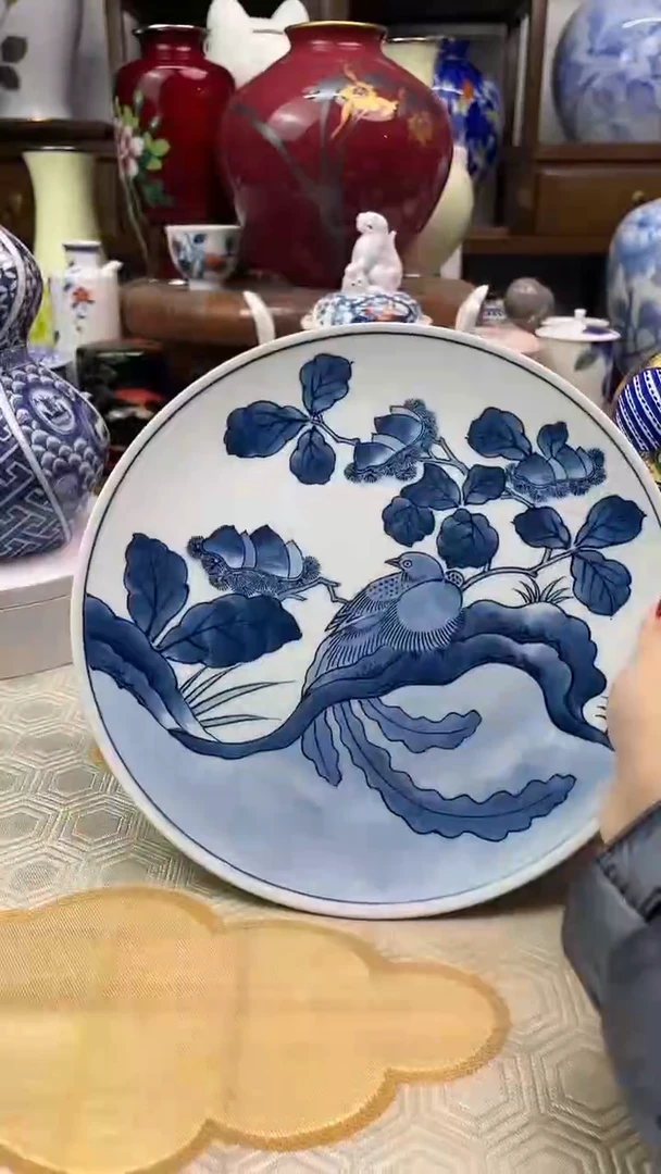 【闪购商品】盘日产名家手作青花大盘