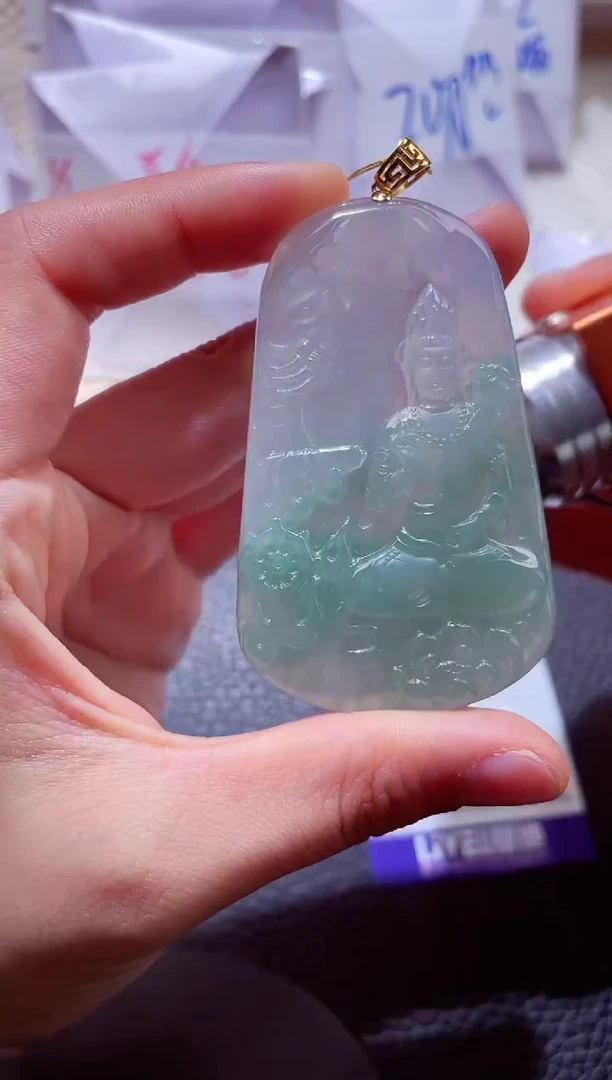 颈饰18K金镶嵌翡翠00009488普贤