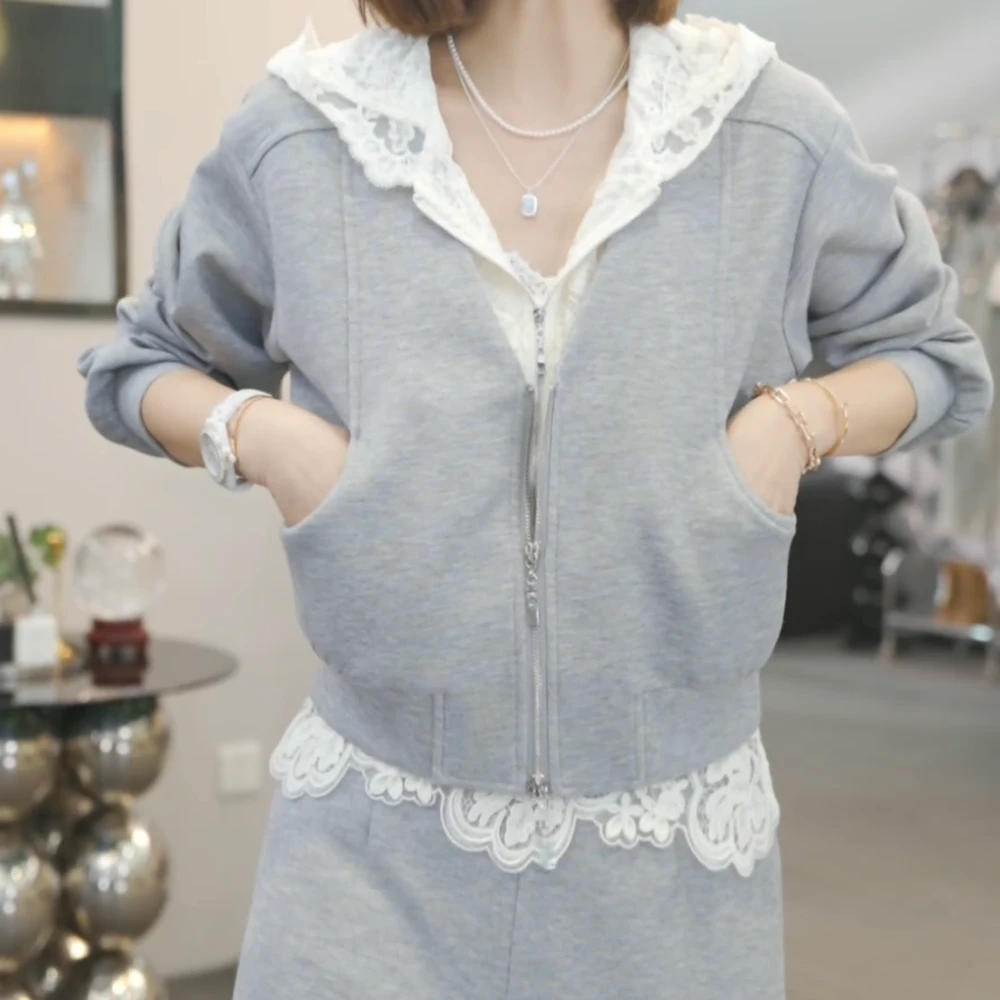 【眉开眼笑】2025春季新款韩版卫衣外套+裤子休闲设计师百搭套装