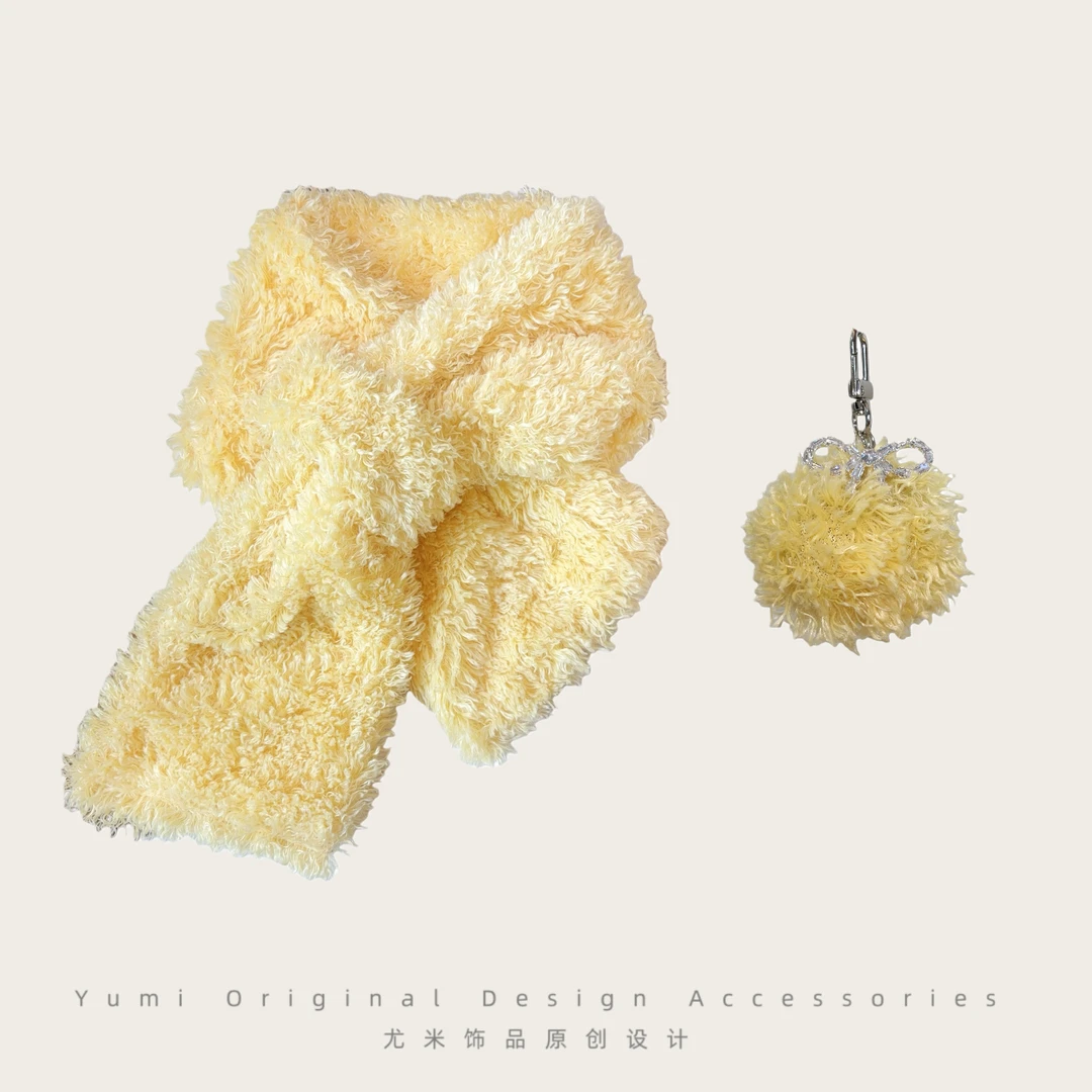 尤米原创设计高端女款diy礼品秋冬毛毛时尚百搭围巾生日礼物A000