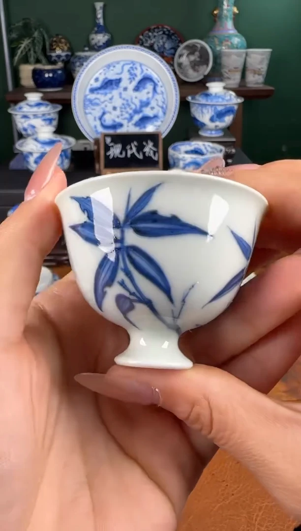 杯慢叩。柴窑小高足杯