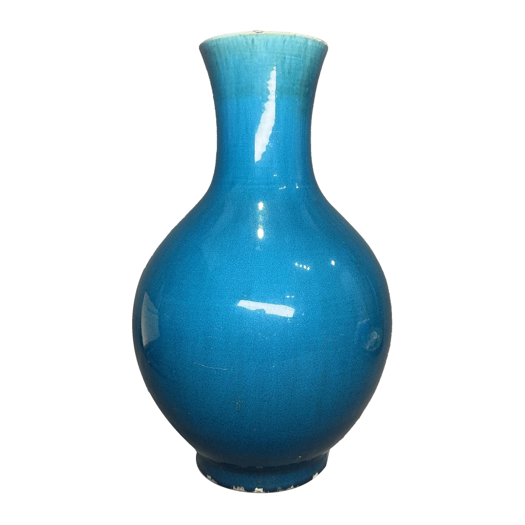 25350146m孔雀蓝釉纹天球瓶