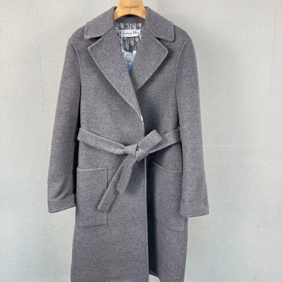 99新 DIOR/迪奥 Dior 灰色双面绵羊毛大衣 36 15067284