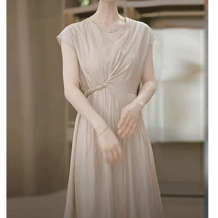 夏季修身休闲裙子精致气质百搭遮肚子显瘦高档时尚优雅连衣裙