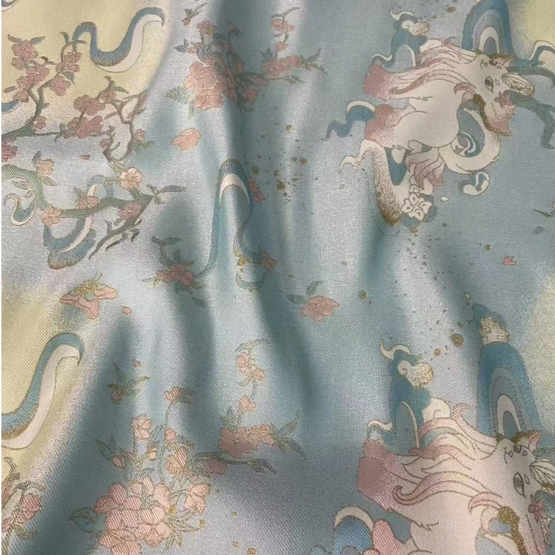 丝绸蚕丝宋锦 黑底蝴蝶牡丹 宽幅（定制类产品，定制周期30-45天）