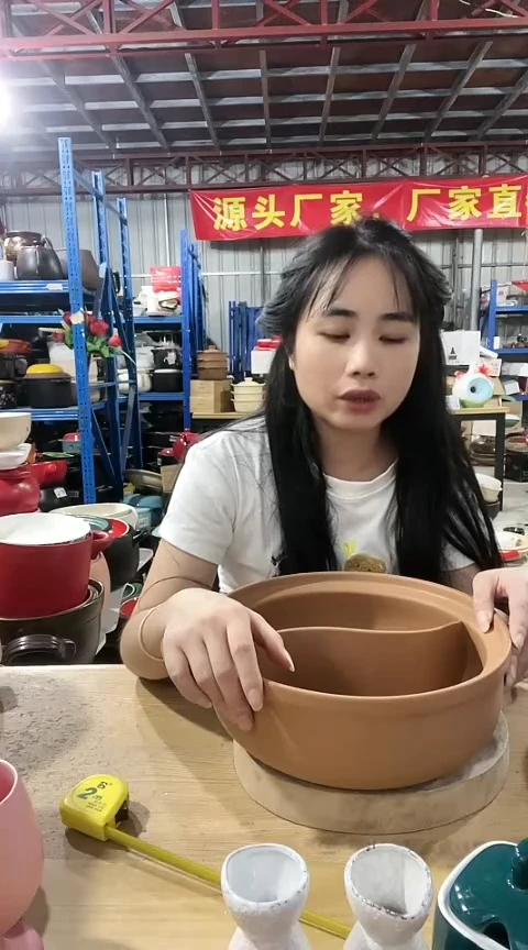 4874瑕疵紫砂鸳鸯锅不带盖不圆