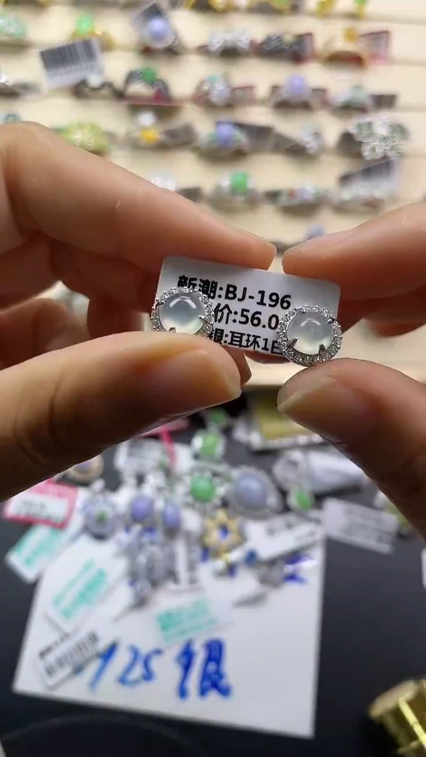 银S925镶嵌戒指翡翠翡翠 蛋面 银S925镶嵌