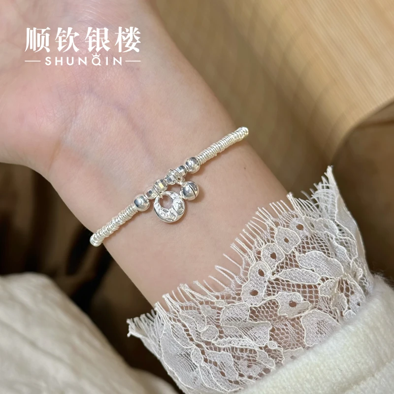 顺钦银楼 足银手链 【瑞馨手链】足银999.9简约百搭秤砣盘缠手链
