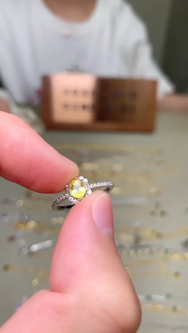 戒指蓝宝石银S925镶嵌戒指