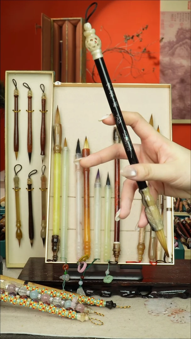 193号闪孤品高货毛笔链接 清水试笔 蘸墨不退