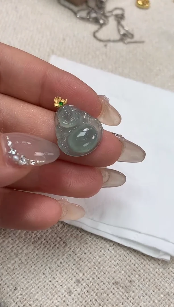 【闪购商品】翡翠吊坠(不含链)18K金镶嵌佛公