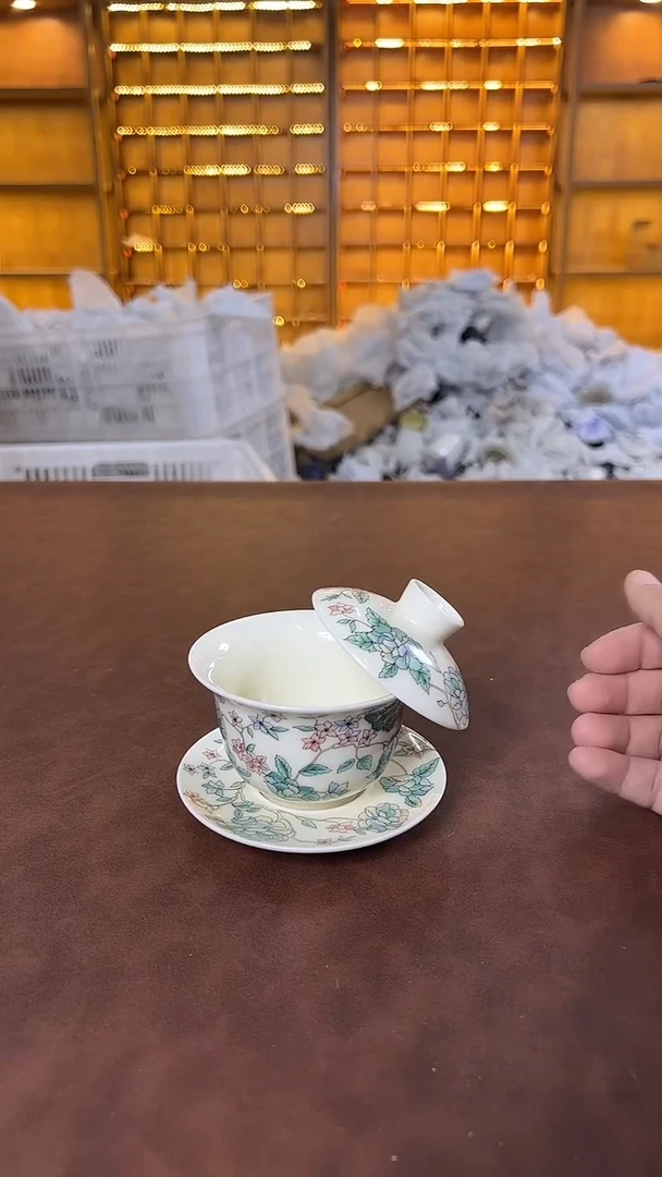 瓷片花溪陶瓷00000山茶花盖碗