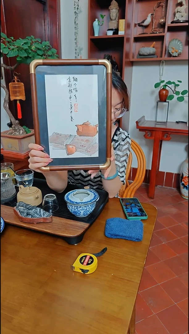国画阿里丁/手绘画心/摆台贪财好色做个俗人/23*32厘米