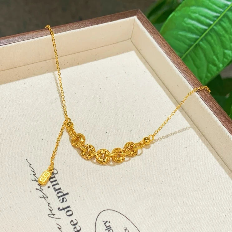 【香港正品】新中式高级感车花钱币项链(1331)