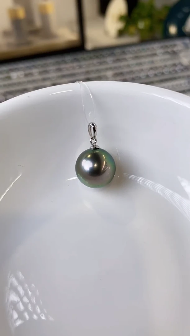 【闪购商品】海水珍珠吊坠(不含链)18K金镶嵌11-12大溪地黑珍珠吊坠