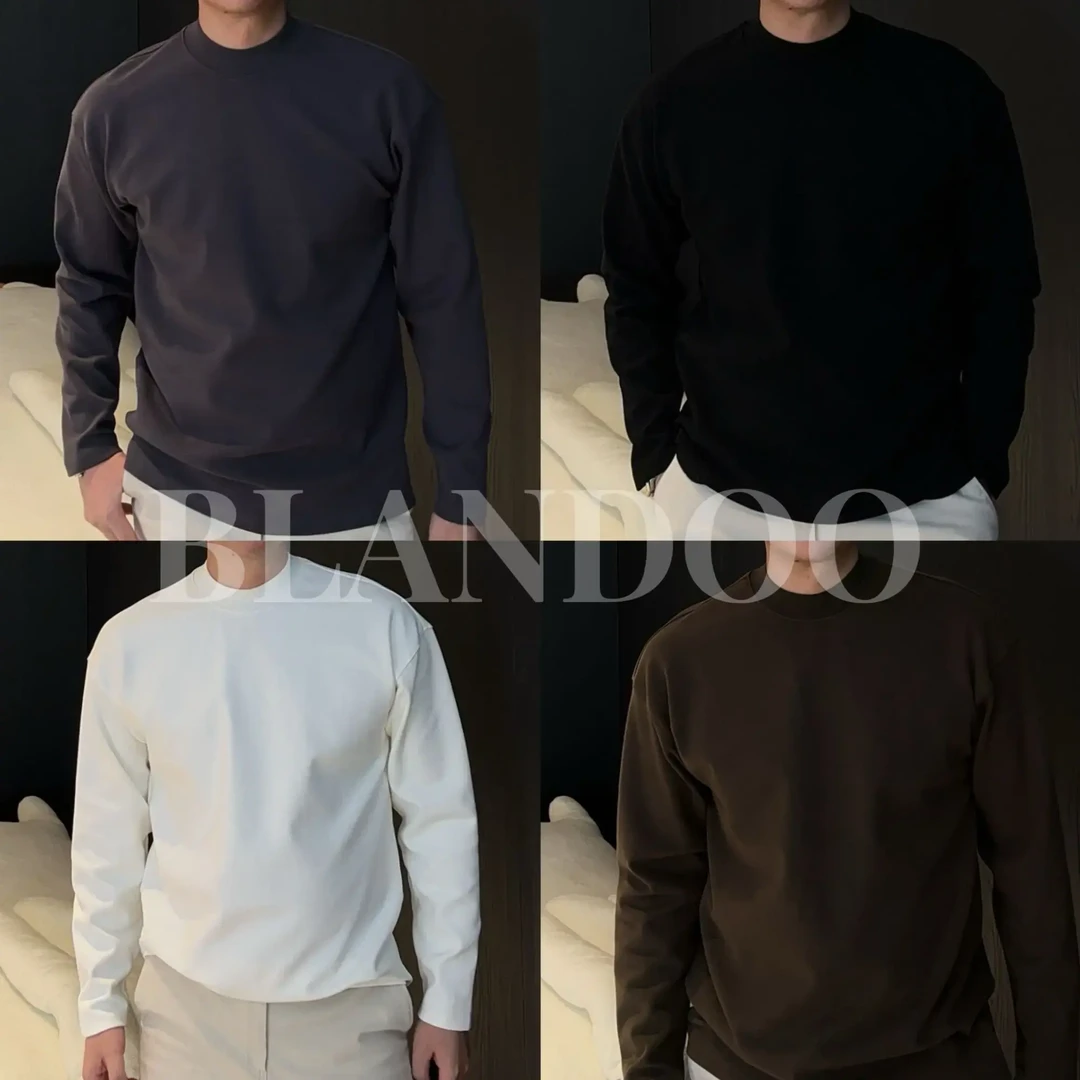 BLANDOO “年末福利” 男士时尚定制宽领长袖T恤3118