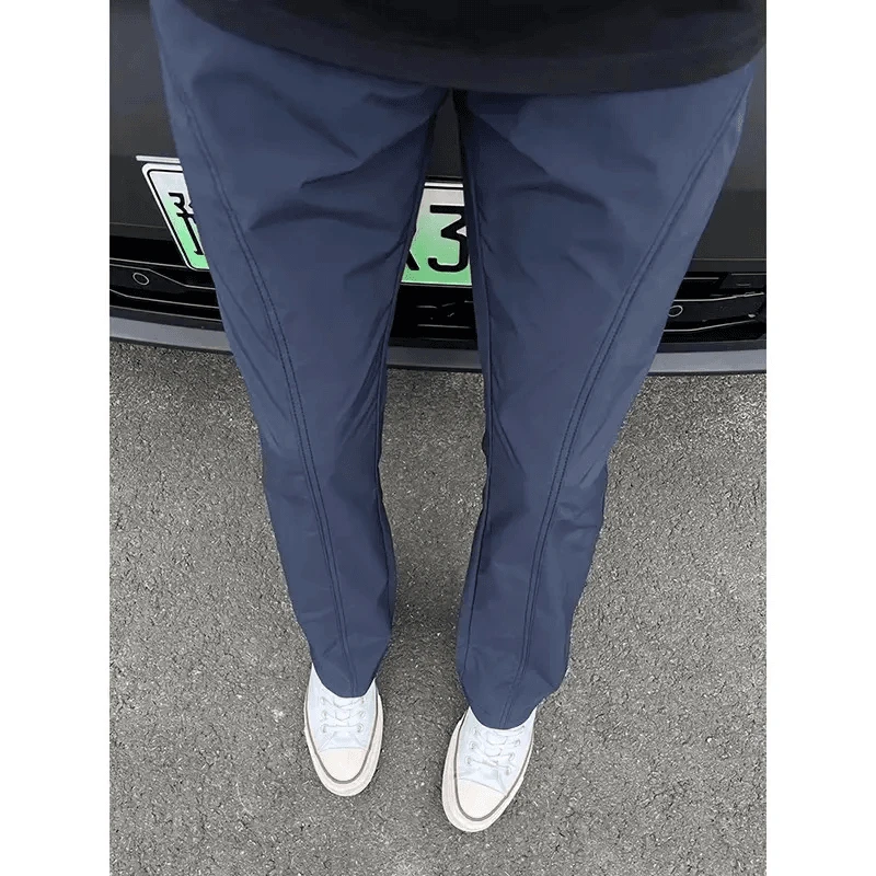 户外斜切冲锋裤男款夏季薄款透气速干冰丝裤子美式微喇显瘦工装裤