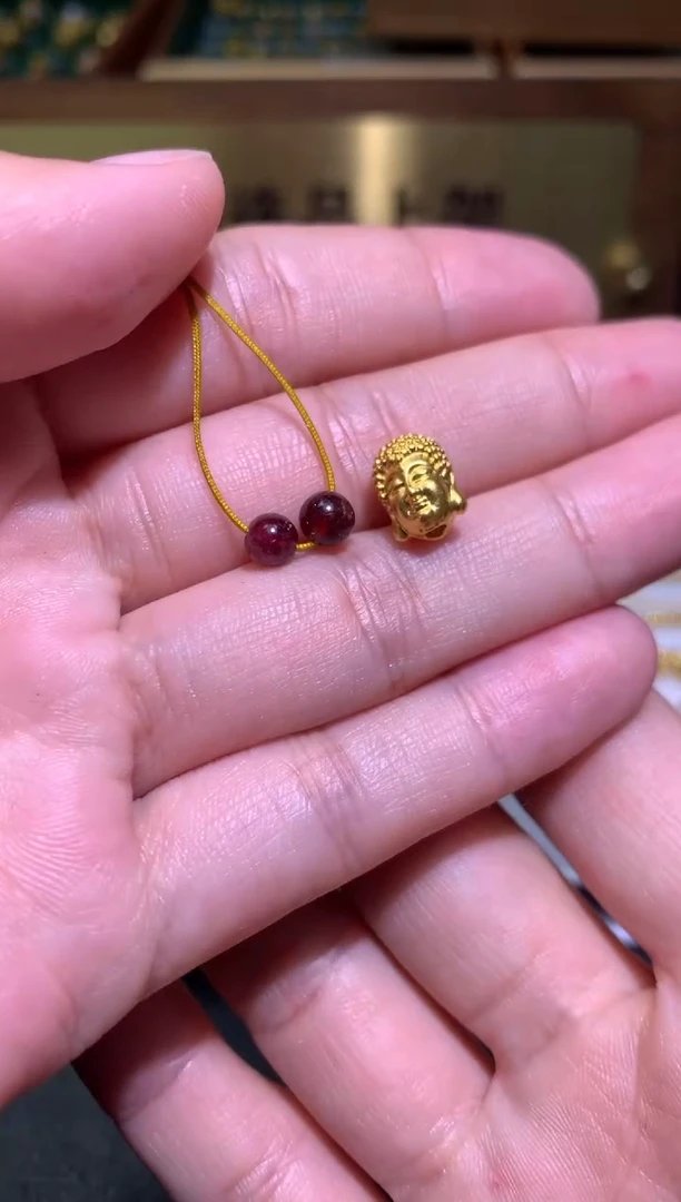 【闪购商品】石榴石成品足金镶嵌净货