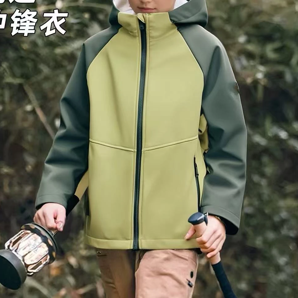 儿童秋季新款山系户外运动休闲撞色软壳冲锋衣外套H8263