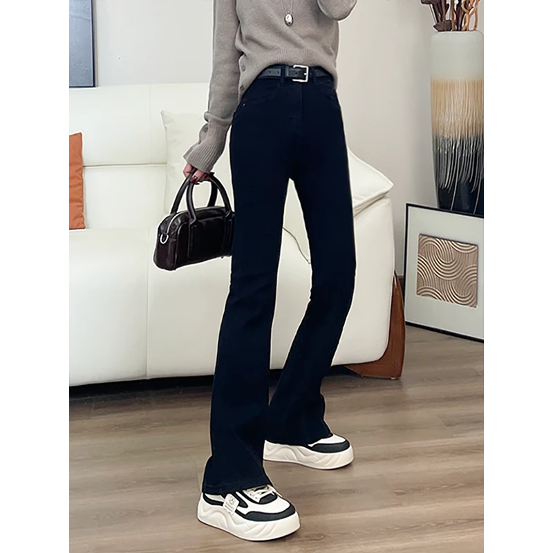 2025秋季时尚百搭显瘦高腰升级四面弹喇叭牛仔裤819