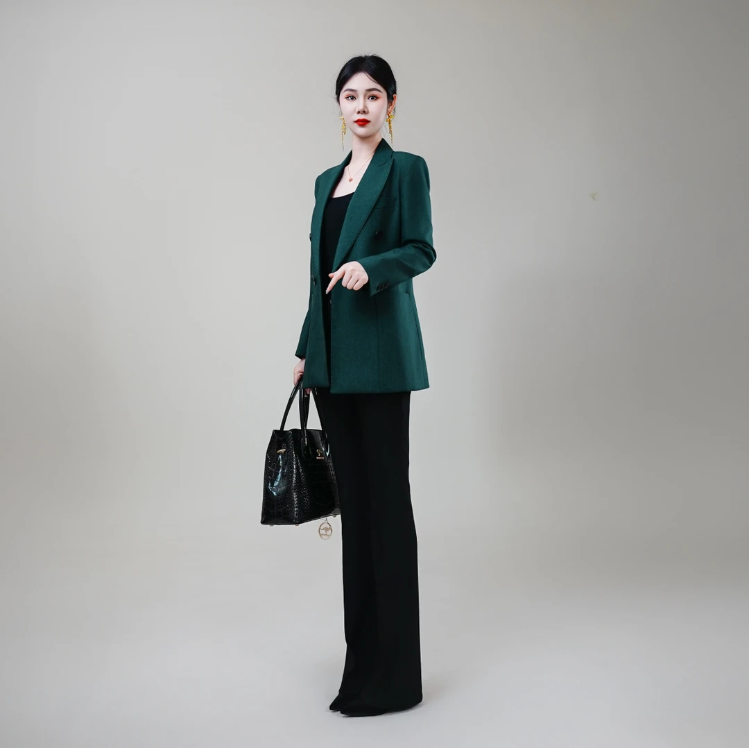 Falaibang/法莱邦174祖母绿黑双色时尚春秋职业单西装外套