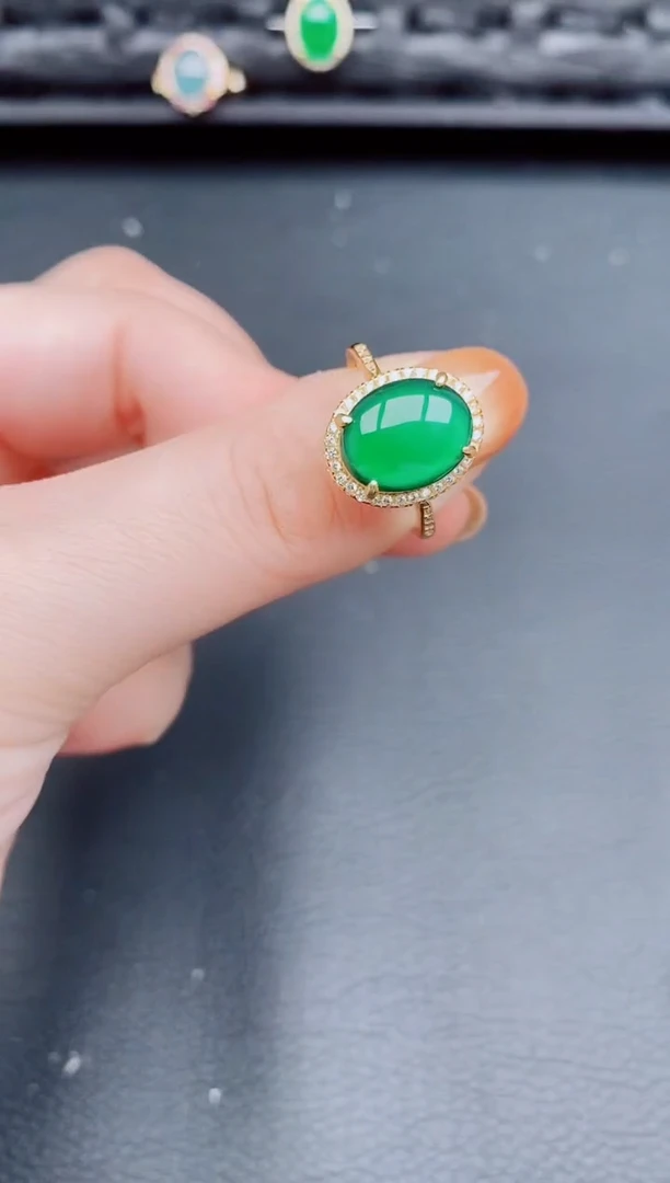 【闪购商品】翡翠戒指银S925镶嵌天然a货翡翠557