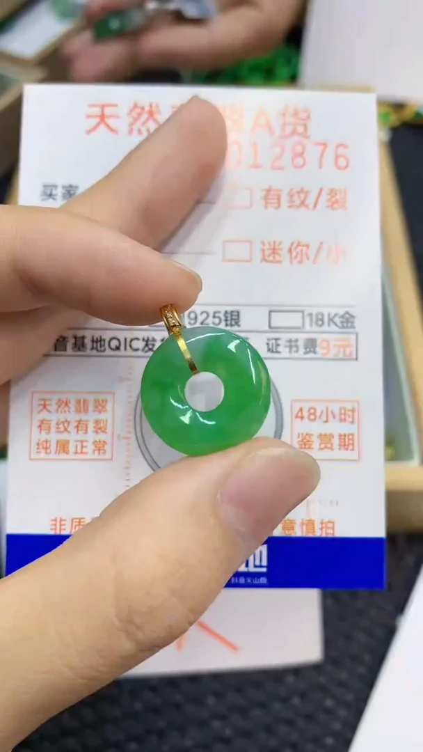 翡翠18K金镶嵌颈饰             1