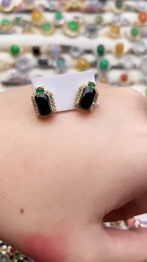 银S925镶嵌翡翠耳饰123