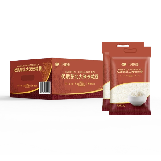 十月稻田 优质东北大米长粒香 5kg*2
