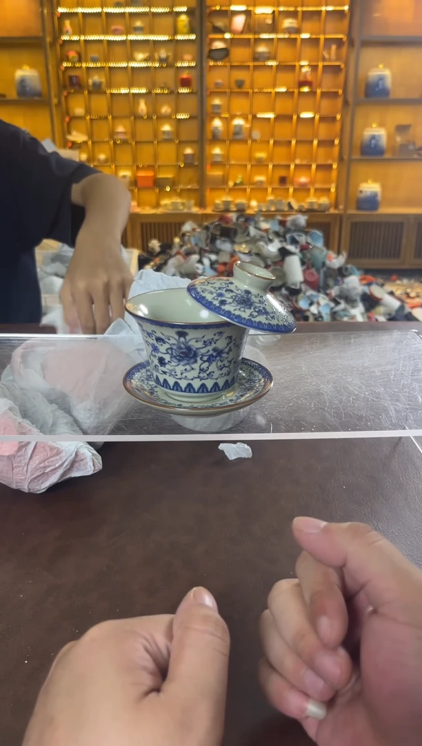 瓷片花溪陶瓷00000缠枝莲盖碗