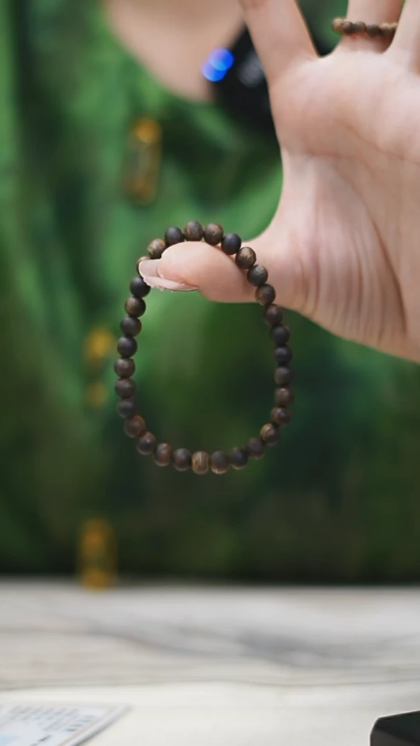 手串沉香6mm张勺子沉水圆珠单圈4g+多样性发一