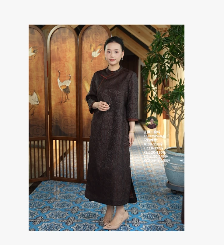 【万象有衣】龙凤呈祥-原创设计师款香云纱连衣裙长袍-8227