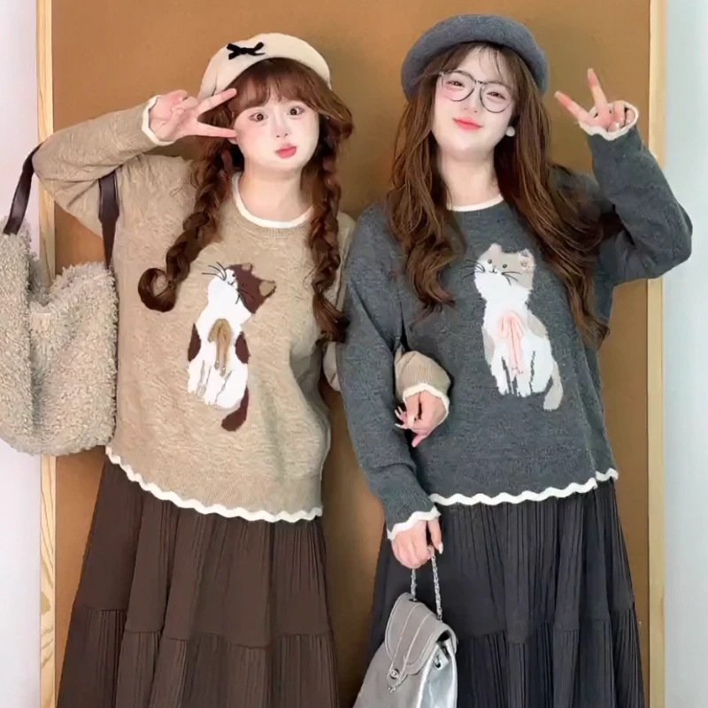 1151大码胖mm秋冬季韩系毛衣女软糯减龄显瘦百搭针织长袖套头上衣