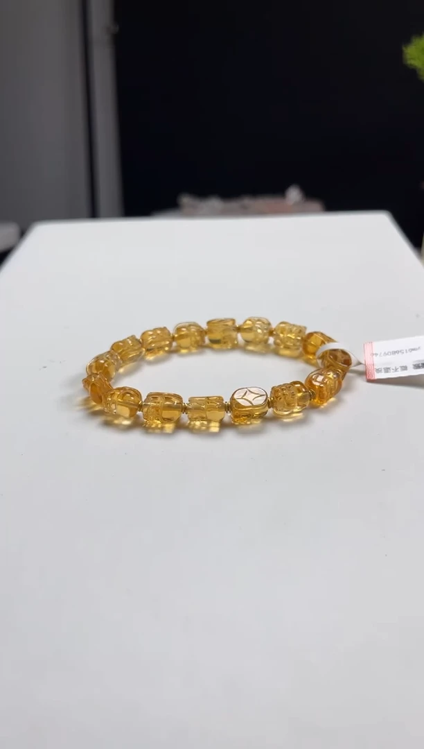 未镶嵌手链黄晶徐**…天然黄水晶貔貅阵手串