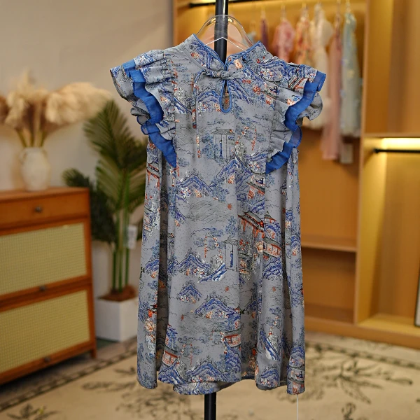 1748夏季新中式满印时尚连衣裙YH240435