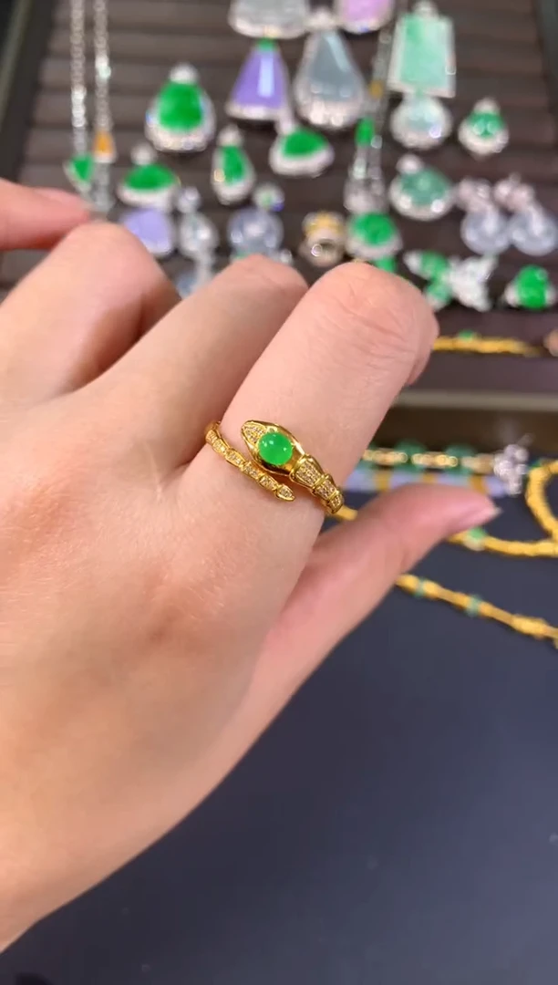 【闪购商品】翡翠戒指18K金镶嵌A630|3980