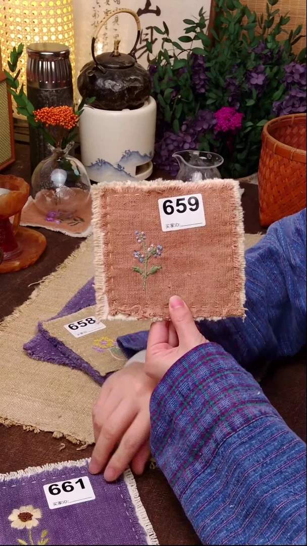 且**声 Cici手作刺子绣柿染壶垫杯垫659