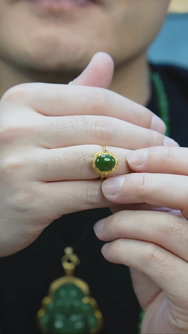 【闪购商品】和田玉戒指银S925镶嵌1
