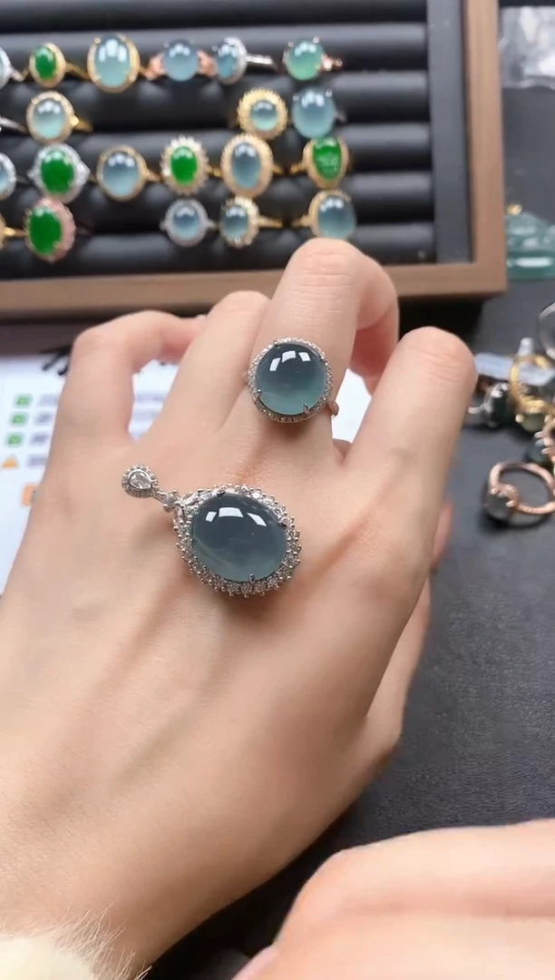 银S925镶嵌戒指翡翠51151