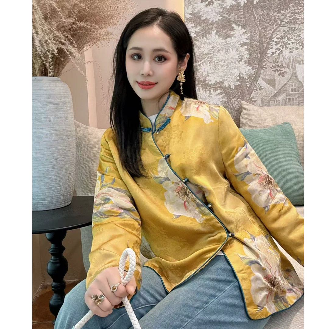 【禾禾家】“栀子春和”春季新款海棠花开气质时尚国风女装外套76122