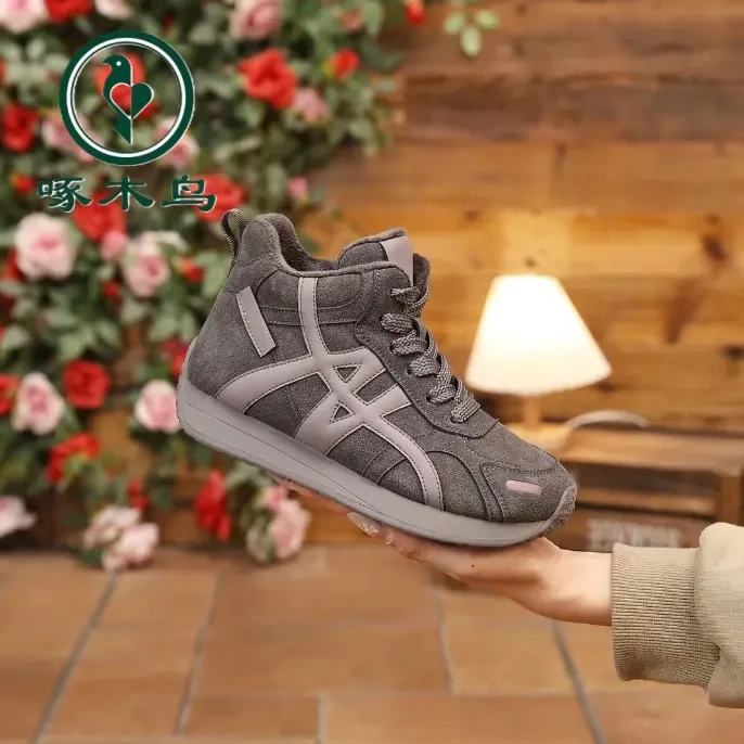 啄木鸟2025年冬季新款棉鞋女鞋加绒加厚运动休闲鞋防滑舒适高帮鞋商品图