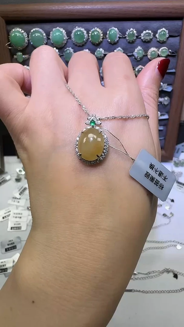 银S925镶嵌戒指翡翠挂坠42