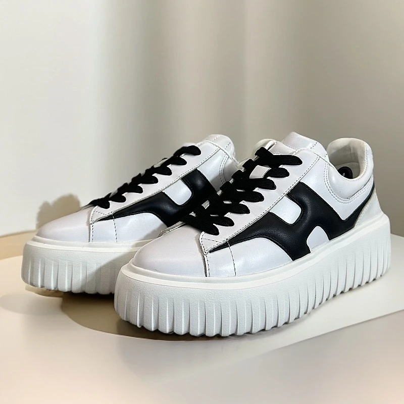 【吴姐定制】XZ052纯色百搭新款时尚厚底真皮板鞋