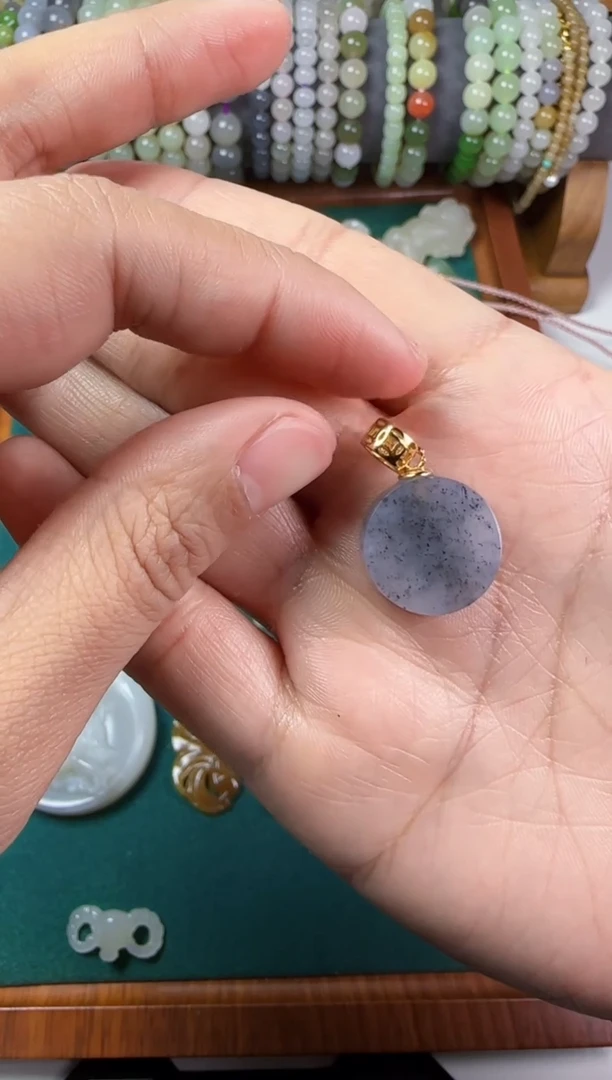 【闪购商品】和田玉无银S925镶嵌小圆牌吊坠