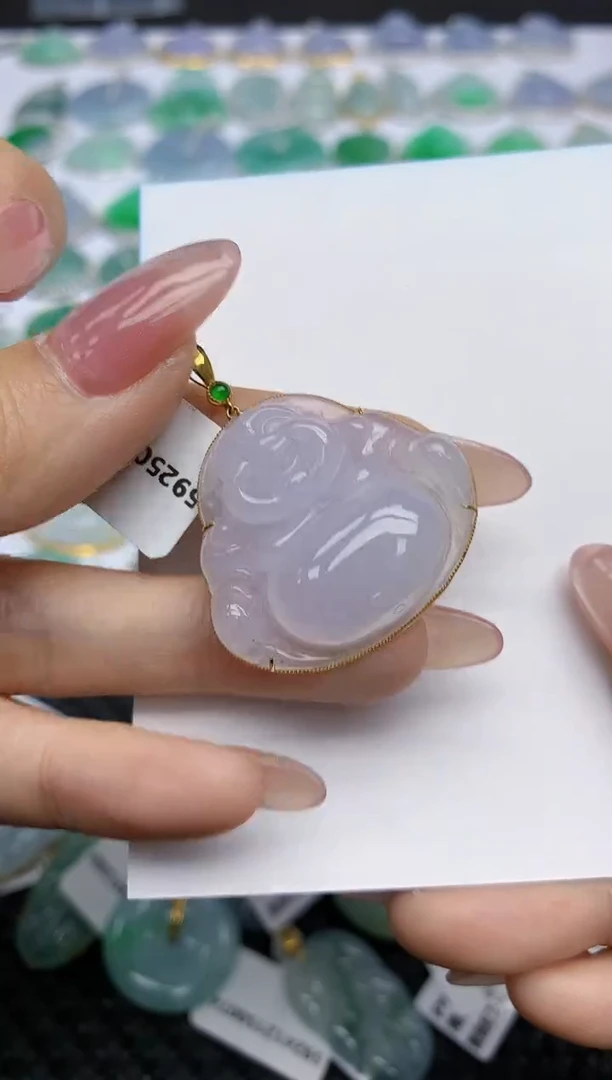 【闪购商品】翡翠挂件18K金镶嵌天然翡翠A货