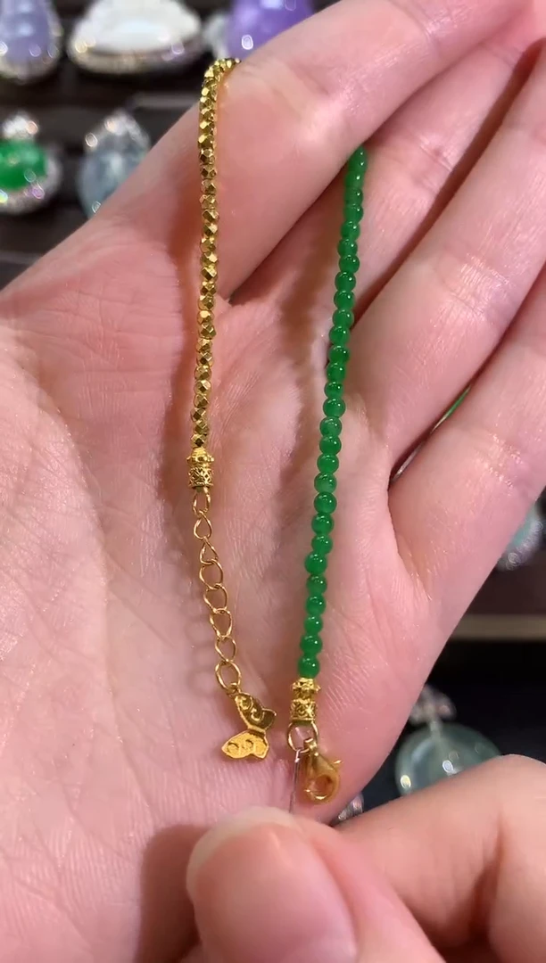 18K金镶嵌手链翡翠冬日珠宝Q21