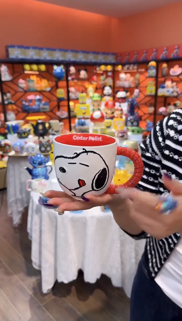 瓷片@@史努比红色手柄陶瓷杯